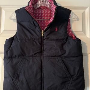 Ralph Lauren Kids Navy Blue/Pink Print Reversible Vest
